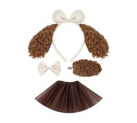 FIRSTXIU 1/3/4 pezzi costumi per cani set orecchie per cani fascia coda tutus gonna per bambini ragazze Halloween Natale animale Cosplay puntelli animale Cosplay costume