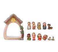 FIRSTXIU 1 set Nascita Della Sacra Statua Ornamento Luce LED Presepe Artigianato Resina Presepe Natale Cattolico Da Tavolo Figurine