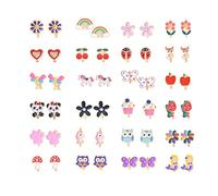 FIRSTXIU 24 paia di orecchini a clip con design senza foro, per ragazze vestire fingere principessa per giocare gioielli accessori per bambini, lega metall, lega