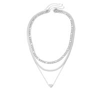 FIRSTXIU 3 collane girocollo eleganti a strati con ciondolo a forma di cuore, lunghezza regolabile, gioielli alla moda per donne e ragazze, Acciaio inossidabile