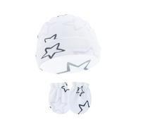 FIRSTXIU Adorabile berretto fetale per neonati con guanti antigraffio traspirante cappello turbante per neonati protezioni per le orecchie copricapo e protezioni per le mani, Stelle viola, Taglia