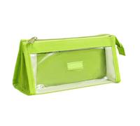 FIRSTXIU Astuccio per matite ad alta capacità, 2 scomparti, trasparente, organizer portatile, da viaggio, per trucchi, penne di grande capacità, Verde, Bellezza di massa