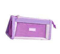FIRSTXIU Astuccio per matite ad alta capacità, 2 scomparti, trasparente, organizer portatile, da viaggio, per trucchi, penne di grande capacità, Viola, Bellezza di massa