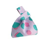 FIRSTXIU Borsa a mano lavorata a maglia a forma di fragola, borsa all'uncinetto, piccola borsa da polso con nodo, Viola, Reference image information