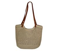 FIRSTXIU Borsa a secchiello alla moda, essenziale, in corda di cotone, borsa da spiaggia, per vacanze, con ampi scomparti, S, Taglia unica
