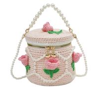 FIRSTXIU Borsa a secchiello all'uncinetto Borsa a tracolla lavorata a maglia Borse a tracolla all'uncinetto Borsa a mano per ragazze Incontri Viaggio, Tulipano, Reference size chart