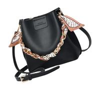 FIRSTXIU Borsa a tracolla alla moda con catena di lusso in pelle PU borsa alla moda borsa a tracolla grande capacità borsa a secchiello per le donne, Nero , Taglia unica