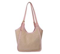 FIRSTXIU Borsa a tracolla alla moda in paglia intrecciata borsa alla moda in rete versatile borsa per la spesa di grande capacità per ragazza donna, rosa, Reference image information