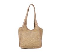 FIRSTXIU Borsa a tracolla alla moda in paglia intrecciata borsa alla moda in rete versatile borsa per la spesa di grande capacità per ragazza donna, cachi, Reference image information