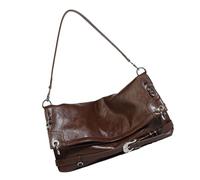 FIRSTXIU Borsa a tracolla alla moda in pelle PU Borsa a tracolla Casual Satchel Trendy Ascella Borsa da sera per donne ragazze, Marrone, Taglia unica