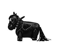 FIRSTXIU Borsa a tracolla da donna a forma di cavallo in pelle PU divertente cartone animato animale borse a tracolla da donna rivetto borsa borsa, Nero , Taglia unica