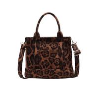 FIRSTXIU Borsa a tracolla da donna con motivo leopardato, piccola borsa quadrata alla moda elegante con manico superiore, Marrone, Taglia unica