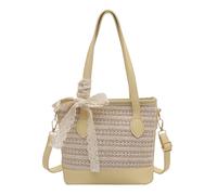 FIRSTXIU Borsa a tracolla da donna di grande capacità borsa a tracolla moda spiaggia bella messaggeri borsa a secchiello di paglia donna spiaggia grande capacità spalla paglia tracolla secchio, Giallo