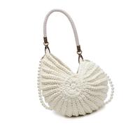 FIRSTXIU Borsa a tracolla da donna elegante borsa a tracolla intrecciata a mano borsa con manico superiore borse a conchiglia messenger borsa, bianco latte, 26x27cm
