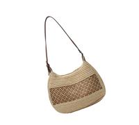 FIRSTXIU Borsa a tracolla in paglia intrecciata naturale per vacanze al mare leggera pratica amichevole borsa casual per varie occasioni, Beige, Taglia unica