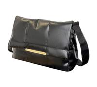 FIRSTXIU Borsa a tracolla trapuntata da donna, in pelle PU, borsa a tracolla quadrata, grande capacità, borsa messenger per viaggi quotidiani, Nero , Taglia unica