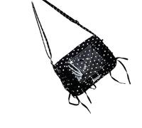 FIRSTXIU Borsa a tracolla traslucida alla moda con accento nastro nero spazioso organizer interni tasche design unisex elegante itabag trasparente con tasche organizer, Nero , One Size