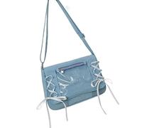 FIRSTXIU Borsa a tracolla traslucida alla moda con accento nastro nero spazioso organizer interni tasche design unisex elegante itabag trasparente con tasche organizer, Blu, One Size