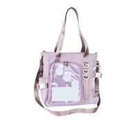 FIRSTXIU Borsa a tracolla uniforme scolastica Campus giapponese con finestra trasparente Borsa a tracolla Anime Display Pin Display Grande Capacità Borsa a tracolla multiuso Itabag, Viola, One Size