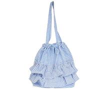 FIRSTXIU Borsa da donna con volant plaid borse ascella borsa di grande capacità semplice borsa ascellare stile coreano borse a tracolla, Azzurro, 42x34cm