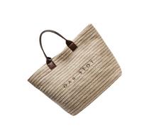 FIRSTXIU Borsa da spiaggia da donna di grande capacità borse da pendolarismo borse eleganti borse da vacanza in paglia borsa con manico superiore in paglia borsa intrecciata a mano, Caff, 39x26cm