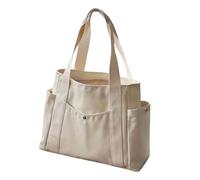 FIRSTXIU Borsa di tela di grande capacità per lavoro pendolarismo borsa da trasporto pratica college studente vestito borse libro, Beige, Taglia unica