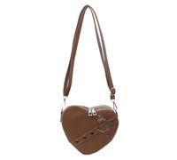 FIRSTXIU Borse a tracolla a forma di cuore rivetto borsa a tracolla in pelle borsa per telefono per ragazza donna, Caff, Taglia unica