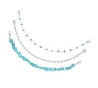 FIRSTXIU Braccialetti, 3 pezzi alla moda turchesi cappelli catene perle e maglie metalliche, ciondoli portatili per eleganti accessori per feste
