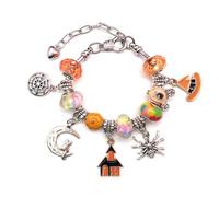 FIRSTXIU Braccialetti, braccialetto festivo di Halloween con ciondolo a forma di zucca gatto nero pipistrello braccialetto a catena per donne ragazze accessorio costume