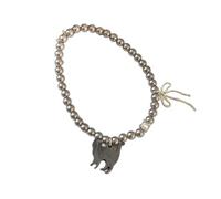 FIRSTXIU Braccialetti, dolce braccialetto con fiocco alla moda gioielli eleganti braccialetti con ciondolo a forma di gatto braccialetto per donna ragazza, 6.5cm, Perle finte in lega