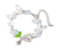 FIRSTXIU Braccialetti, eleganti nappe fiore braccialetto perle finte perline catena a mano comodo da indossare braccialetto accessorio per donne e ragazze