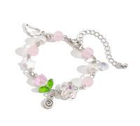 FIRSTXIU Braccialetti, eleganti nappe fiore braccialetto perle finte perline catena a mano comodo da indossare braccialetto accessorio per donne e ragazze