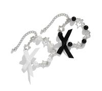FIRSTXIU Bracciali, con nappe e fiocco con perle finte, alla moda, con fiocco e nappe, per ragazze che mostrano grazia