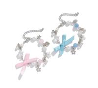 FIRSTXIU Bracciali, con nappe e fiocco con perle finte, alla moda, con fiocco e nappe, per ragazze che mostrano grazia