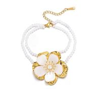 FIRSTXIU Bracciali, eleganti braccialetti con design floreale ornato con perle per raffinatezza e grazioso, adatto per varie occasioni