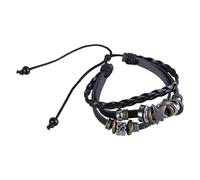 FIRSTXIU Bracciali in pelle vintage punk stella perline braccialetto multistrato bracciale in pelle gioielli punk avvolgente braccialetto per donne uomini, 18 cm, Pelle