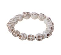FIRSTXIU Bracciali, punk personalità teschio braccialetto scheletro fascino gotico per testa ossa pietra braccialetti elastici tibetano preghiera per, As shown in the figure, Resina