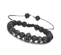 FIRSTXIU Bracciali regolabili in pietra naturale, caschi e perline, braccialetto regolabile medievale da polso regalo per uomo