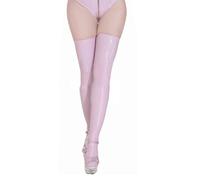 FIRSTXIU Calze alte da donna in ecopelle lucida ad olio sopra il ginocchio, lingerie sessuale, rave, feste, clubwear, da donna, in finta pelle, Viola chiaro, XL