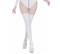 FIRSTXIU Calze alte da donna in ecopelle lucida ad olio sopra il ginocchio, lingerie sessuale, rave, feste, clubwear, da donna, in finta pelle, bianco, 3XL