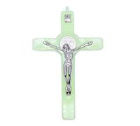 FIRSTXIU Ciondolo a forma di crocifisso luminoso con Cristo Gesù per la croce che si illumina al buio, ornamento per la creazione di collane