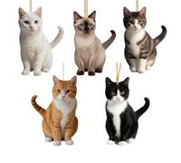 FIRSTXIU Ciondolo decorativo a forma di gatto nero, in vetro, per specchietto retrovisore, elegante gancio per personalizzare le decorazioni dell'auto e gli appassionati di animali domestici