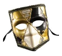 FIRSTXIU Classico veneziano Mens Masquerade Full Face Cover Lace Trim Contrasto Colore Eyemask Cosplay Costume Party Accessorio Full Face