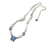 FIRSTXIU Collana,Collana con ciondolo a forma di farfalla, collana girocollo con perle rosa e perline alla moda collana a catena alla clavicola, 50cm, Metallo