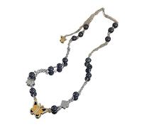 FIRSTXIU Collana,Collana con ciondolo a forma di farfalla, collana girocollo con perle rosa e perline alla moda collana a catena alla clavicola, 50cm, Metallo
