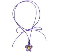 FIRSTXIU Collana, collana con ciondolo a forma di fiore in resina colorata per donne, collana girocollo con fiore unico per anniversario, gioielli con catena clavicola, 140-150cm, Acrilico