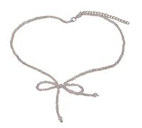 FIRSTXIU Collana, collana con fiocco e perline con ciondolo a forma di fiocco, catena alla clavicola, per donne e ragazze, 38cm+10cm, perline acriliche