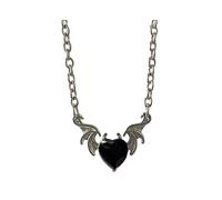 FIRSTXIU Collana, collana gotica con ciondolo a forma di cuore e ala diavolo, collana girocollo in lega per donne e fidanzate, As shown, Metallo