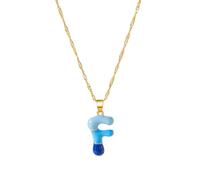 FIRSTXIU Collana, collana in lega con lettera colorata personalizzata, catena regolabile da indossare tutti i giorni con ciondolo a forma di lettera girocolli per donne unica, 55+3CM, Metallo