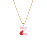 FIRSTXIU Collana, collana in lega con lettera colorata personalizzata, catena regolabile da indossare tutti i giorni con ciondolo a forma di lettera girocolli per donne unica, 55+3CM, Metallo